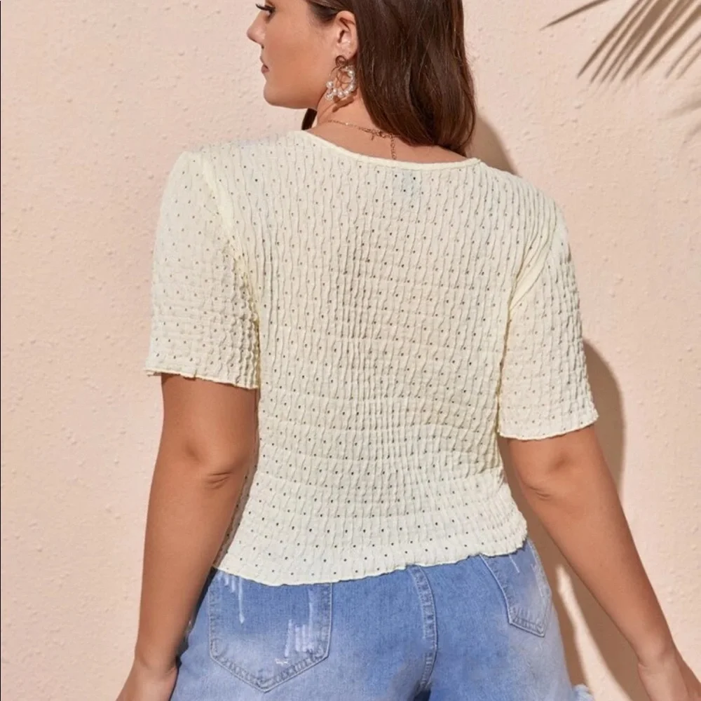 Shein Plus Eyelet Textured Tee - Picture 2 of 15